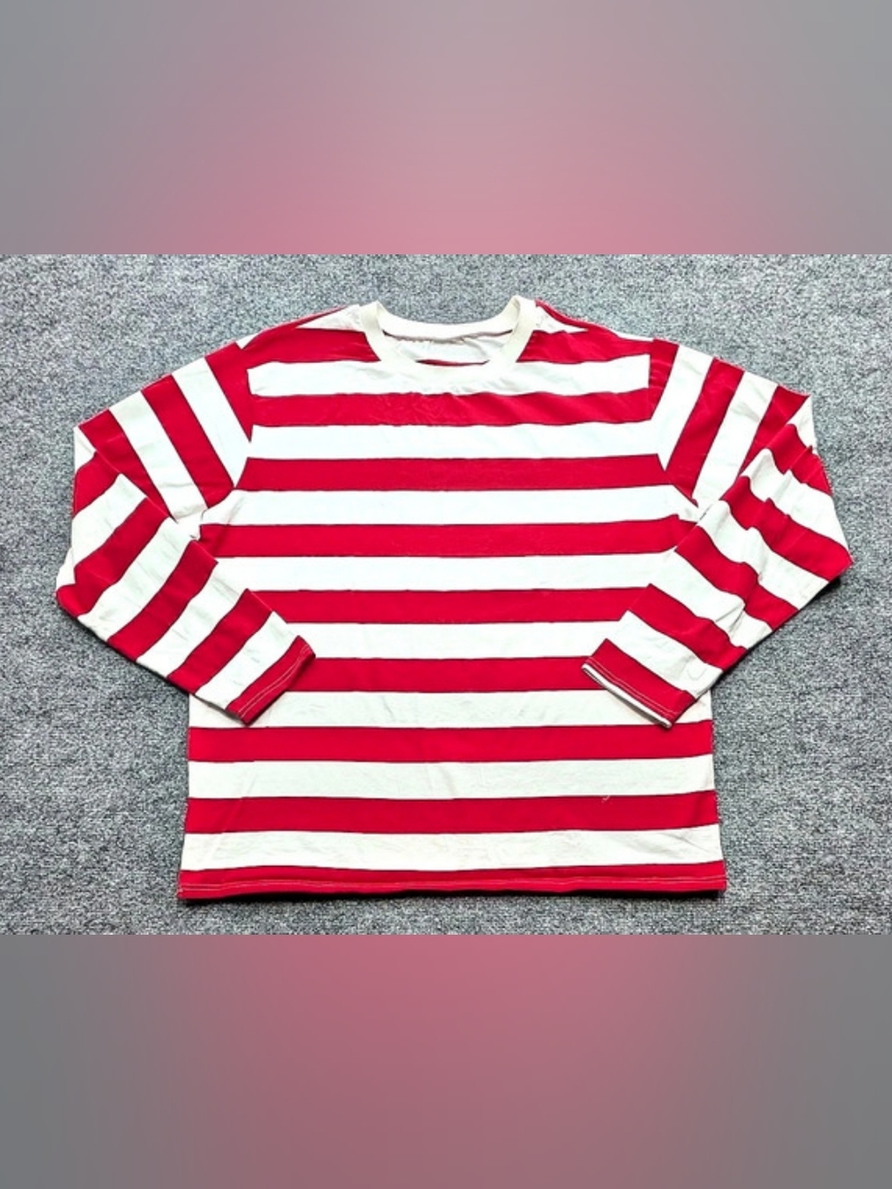 Long Sleeve Red & White Tee Size XL